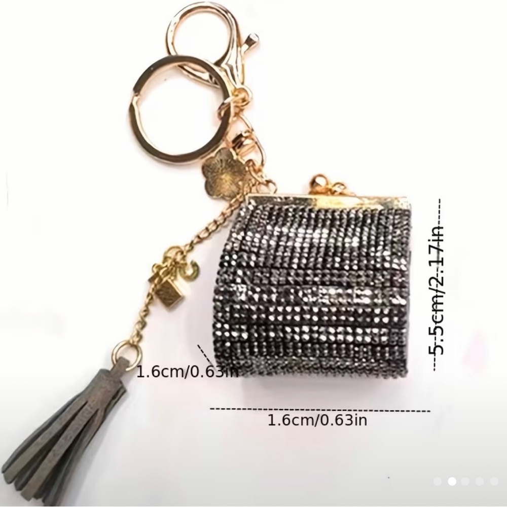 Keychain silver Rhinestone Tassel NWT